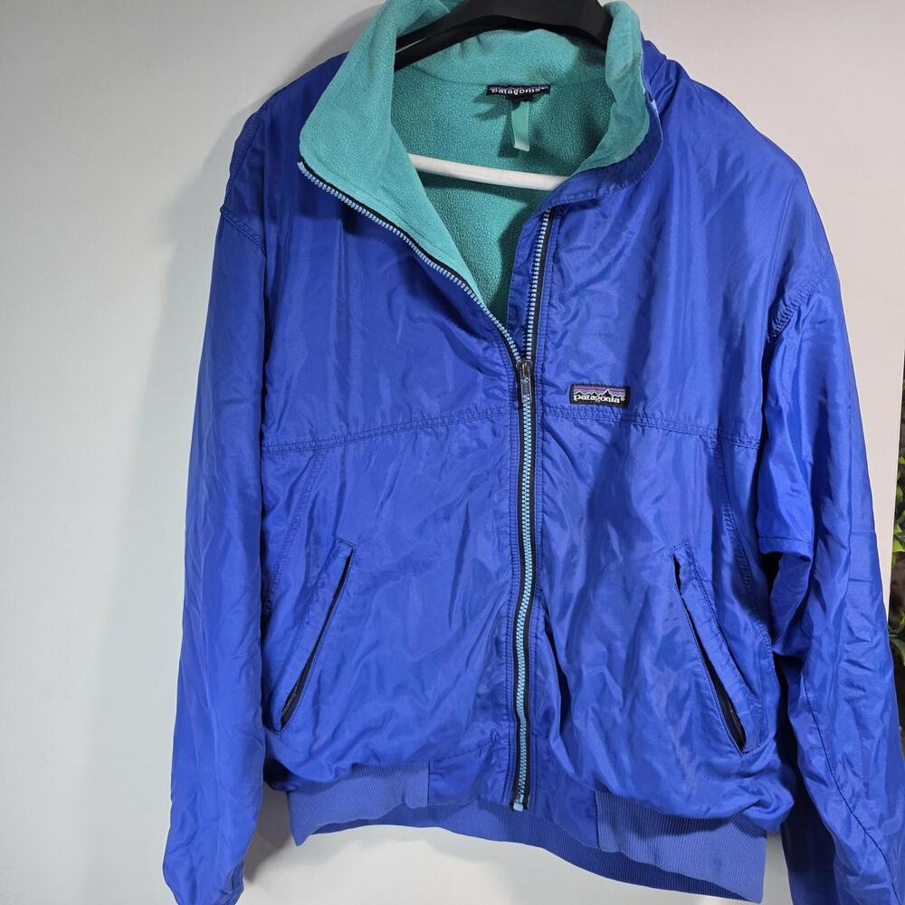 Patagonia Vintage 1988 Blue Fleece Lined Full Zip Jacket Retro Outdoor